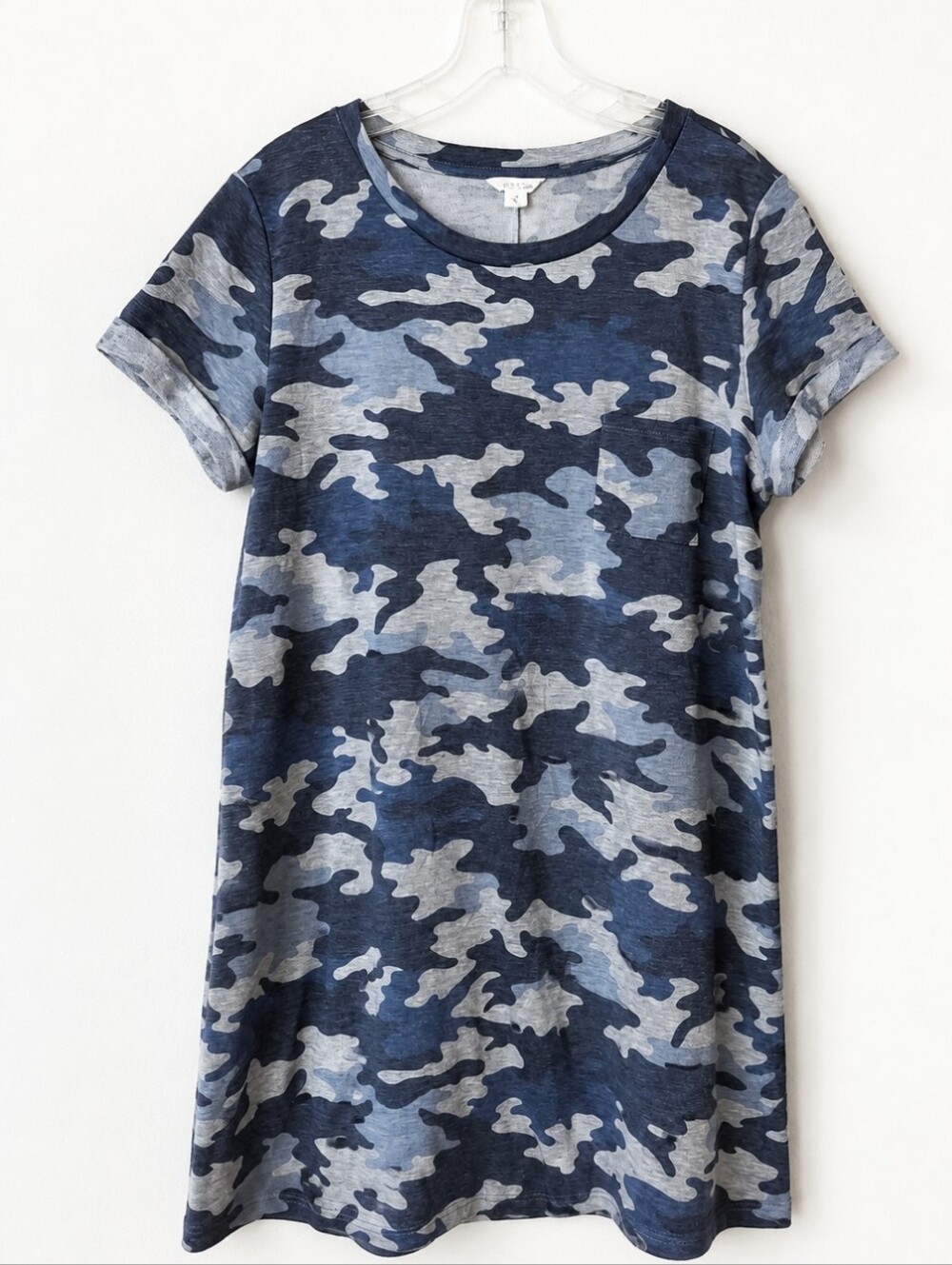 Caslon Blue & Gray Camo T-Shirt Dress – Size 1X